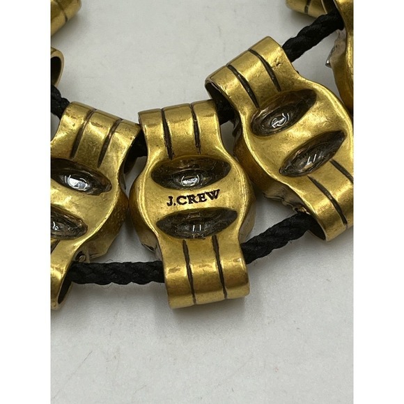 J. Crew Amber Color Rhinestone Gold Tone Black Toggle Adjustable Bracelet - Picture 9 of 14